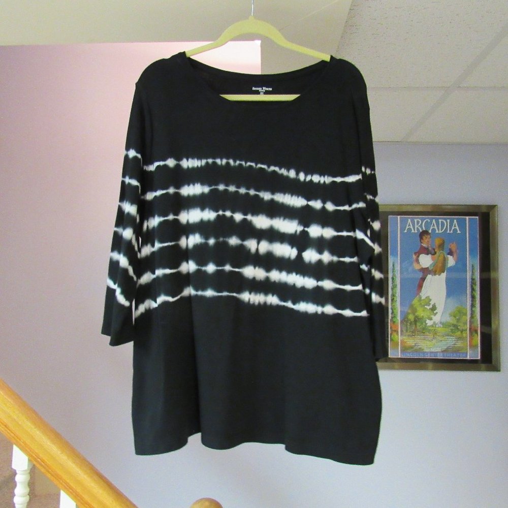 Studio Works Woman Black & White Tie Dye Top